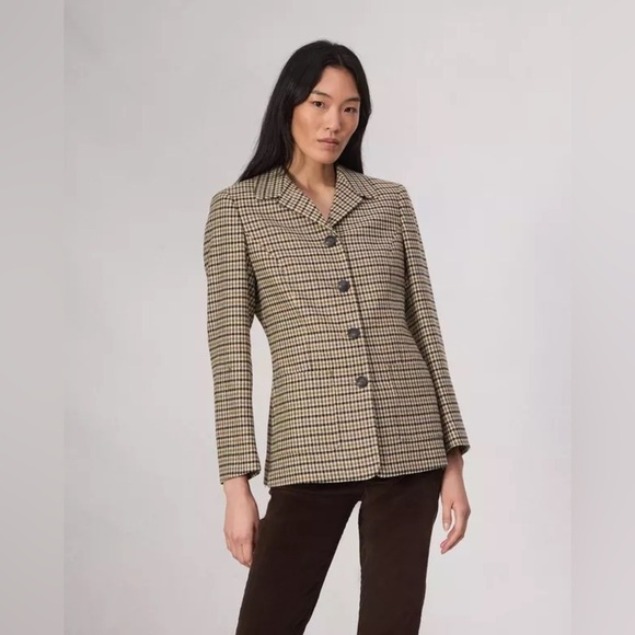 RAG & BONE Drew Houndstooth Blazer Multi Tan Academia NWT - Picture 1 of 13